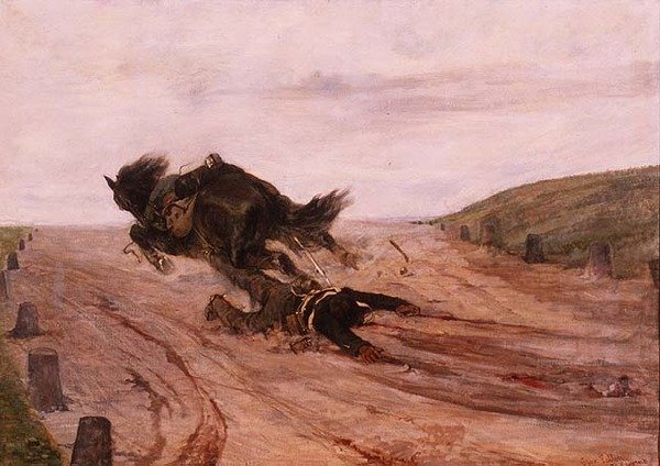 Mand fanget af en stigbøjle af Giovanni Fattori
