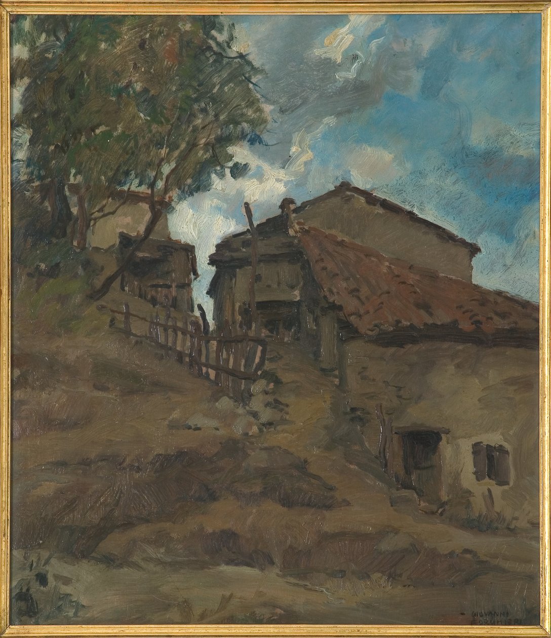 Mountain Traditional Housefarm (olie på krydsfiner) af Giovanni Forghieri