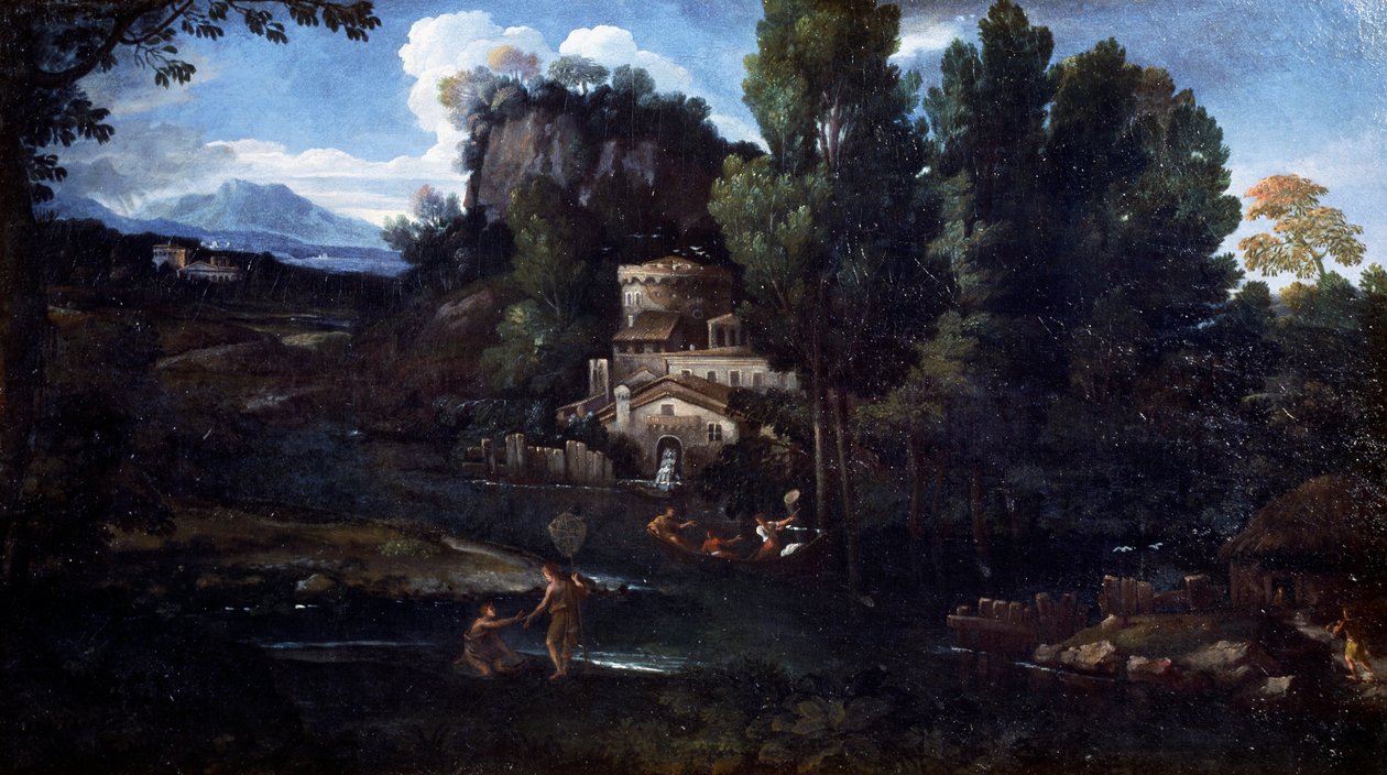 Village (olie på lærred) af Giovanni Francesco Grimaldi