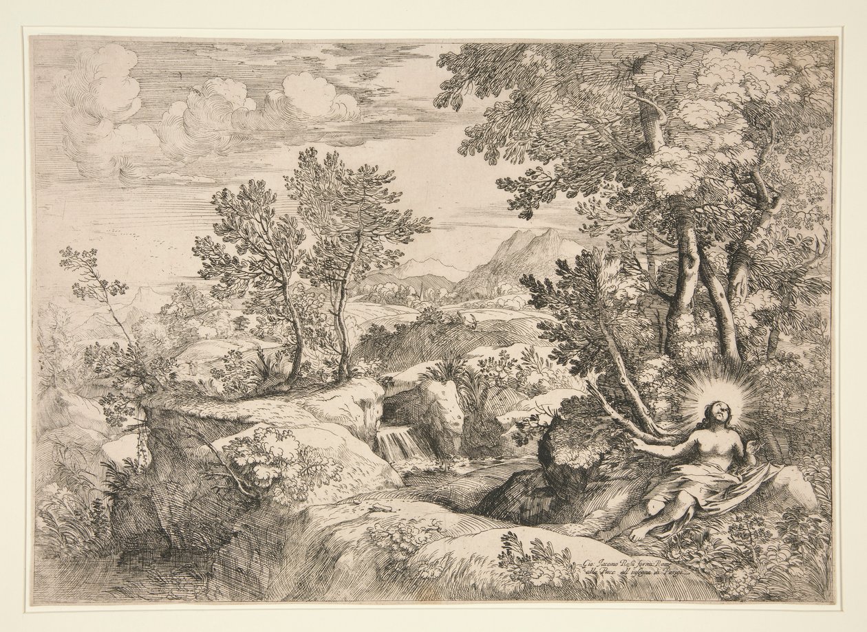 Maria Magdalene i et landskab af Giovanni Francesco Grimaldi