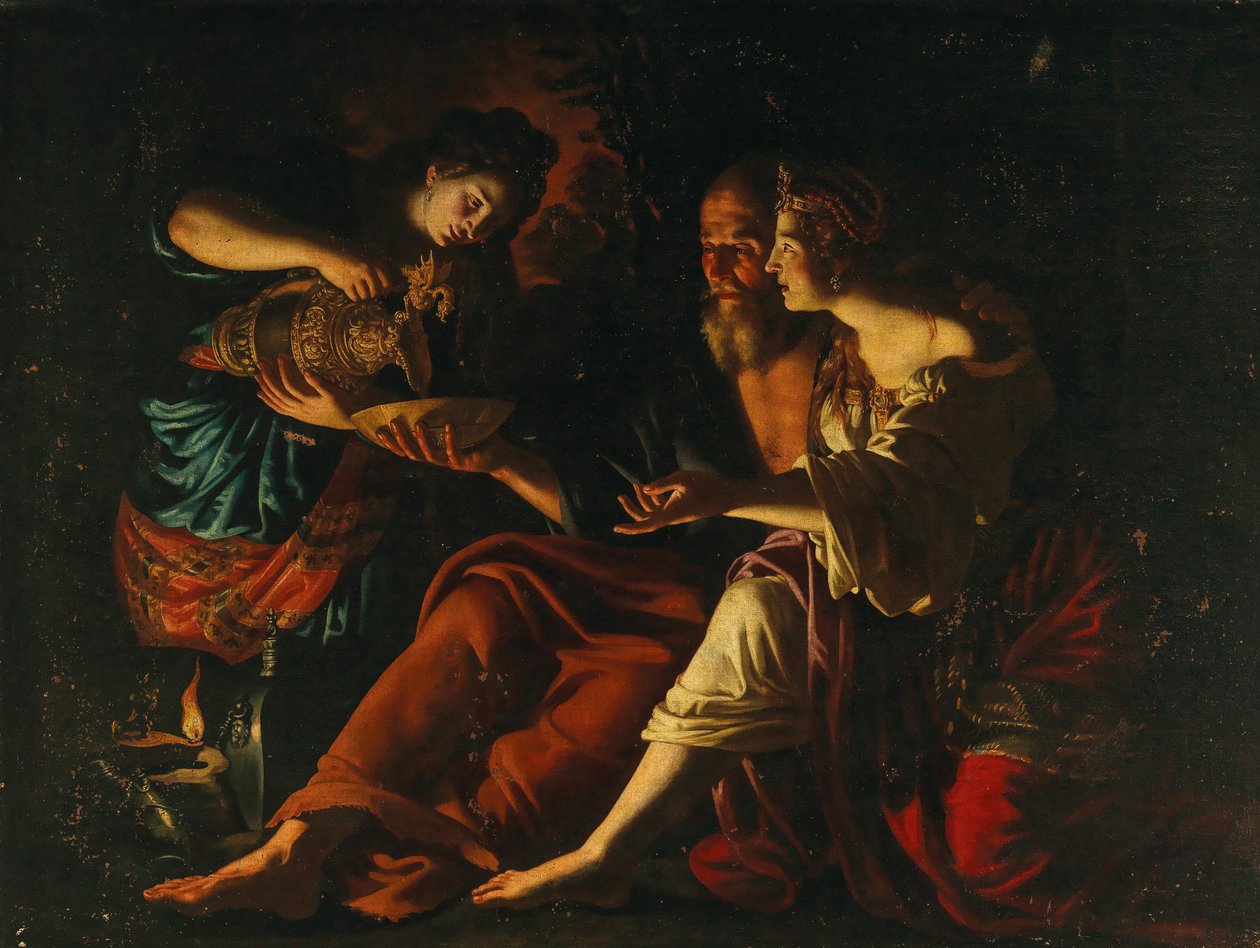 Lot og hans døtre. af Giovanni Francesco Guerrieri