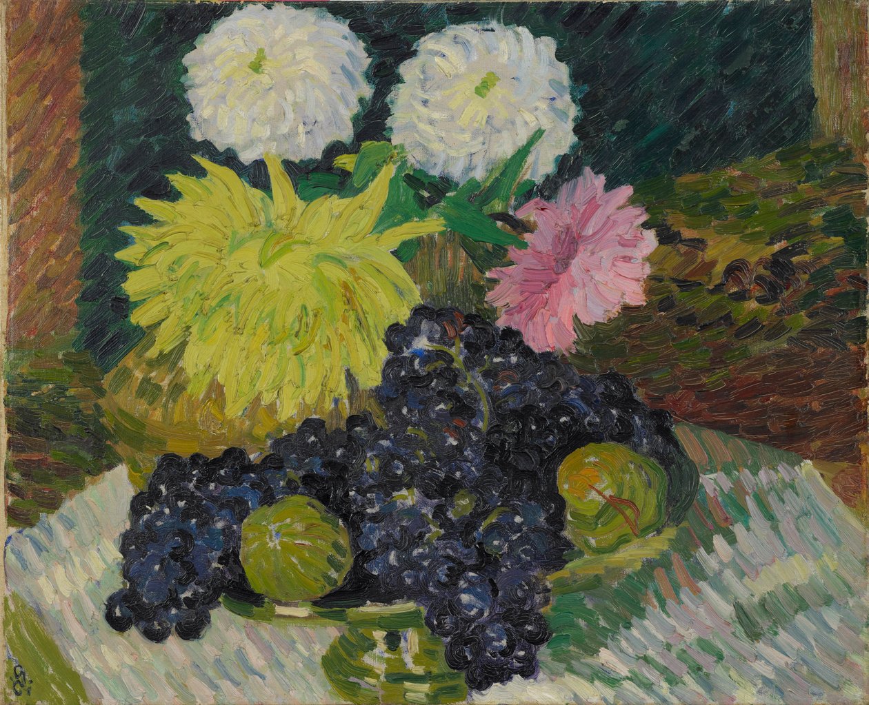 Dahliaer og druer, 1908. af Giovanni Giacometti