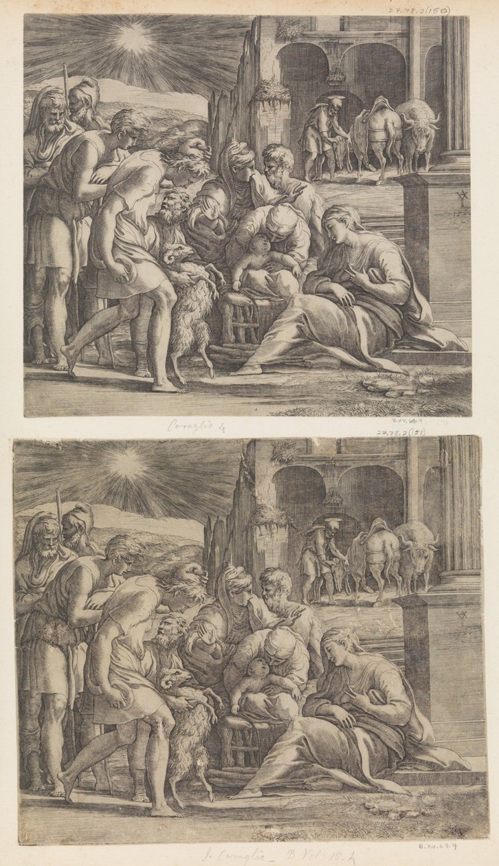 Hyrdernes tilbedelse. af Giovanni Jacopo Caraglio