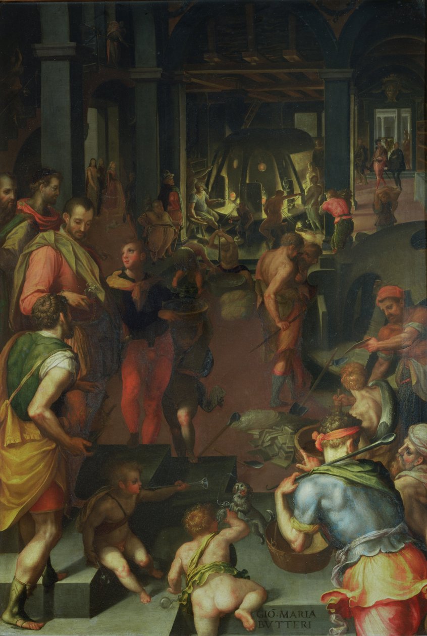 The Glassworks, 1572 (skifer) af Giovanni Maria Butteri