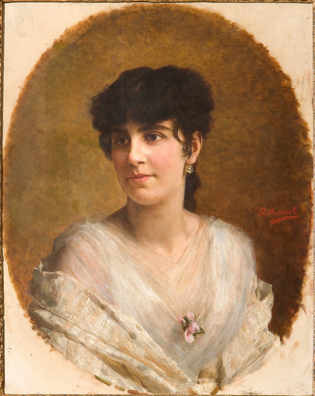 Face of a Girl (olie på lærred) af Giovanni Muzzioli