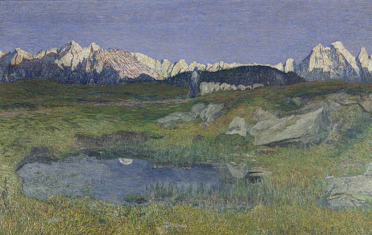 Alpelandskab ved solnedgang af Giovanni Segantini