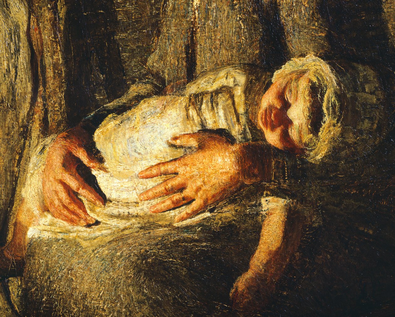 De to mødre, af Giovanni Segantini, detaljer af Giovanni Segantini