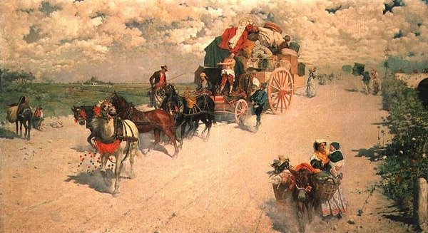 The Gypsy Wagon (olie) af Giovanni Signorini