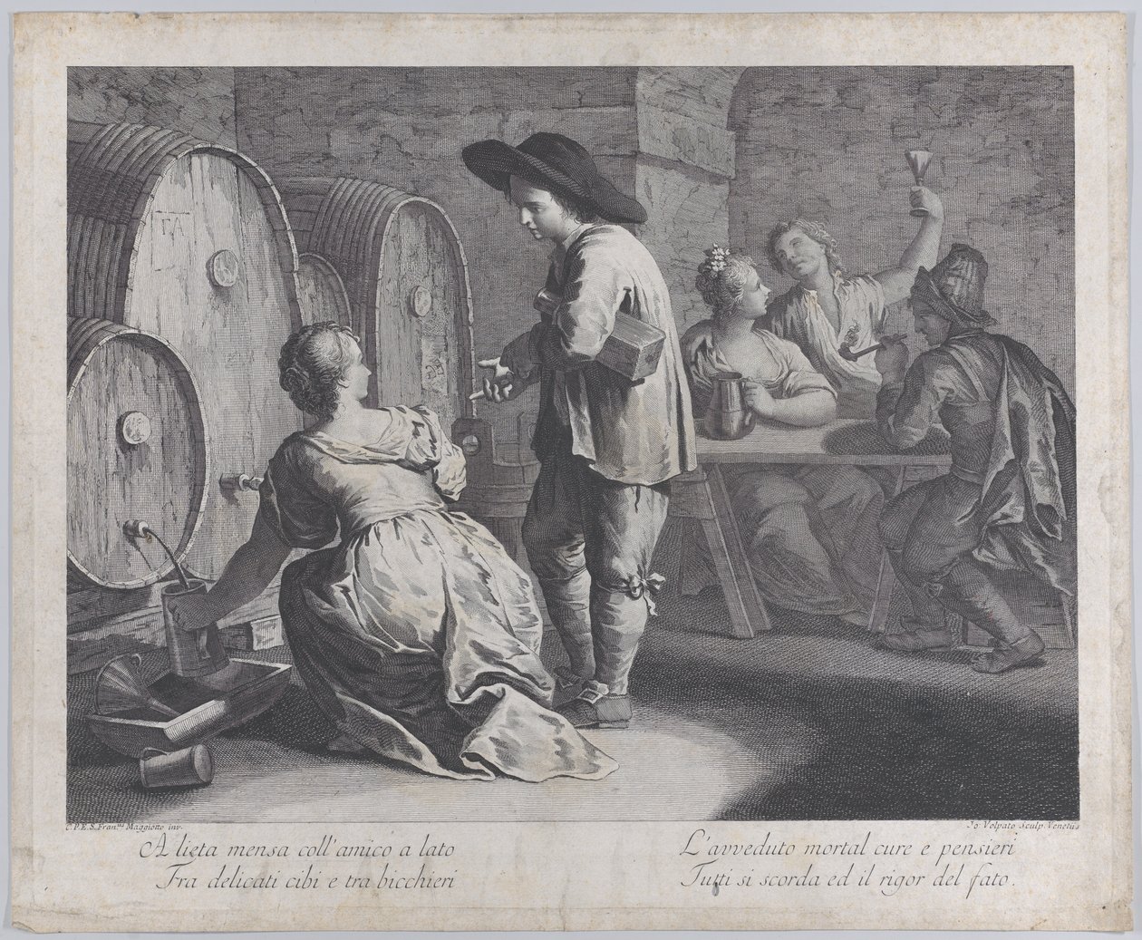 En barpige fylder krus..., 1760-70. af Giovanni Volpato