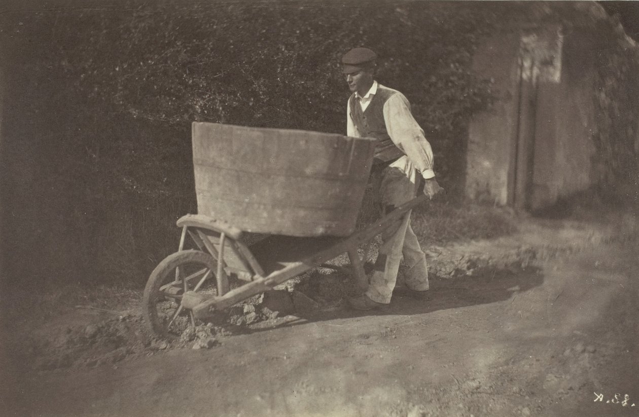 Mandlig bonde med trillebør, 1870. af Giraudon