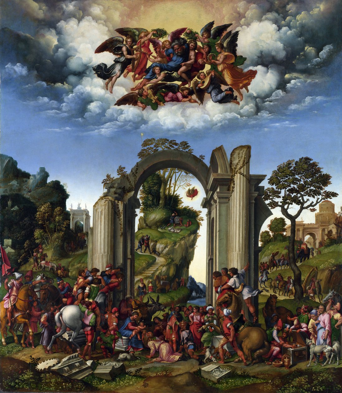 Tilbedelse af magi af Girolamo da Treviso the Younger