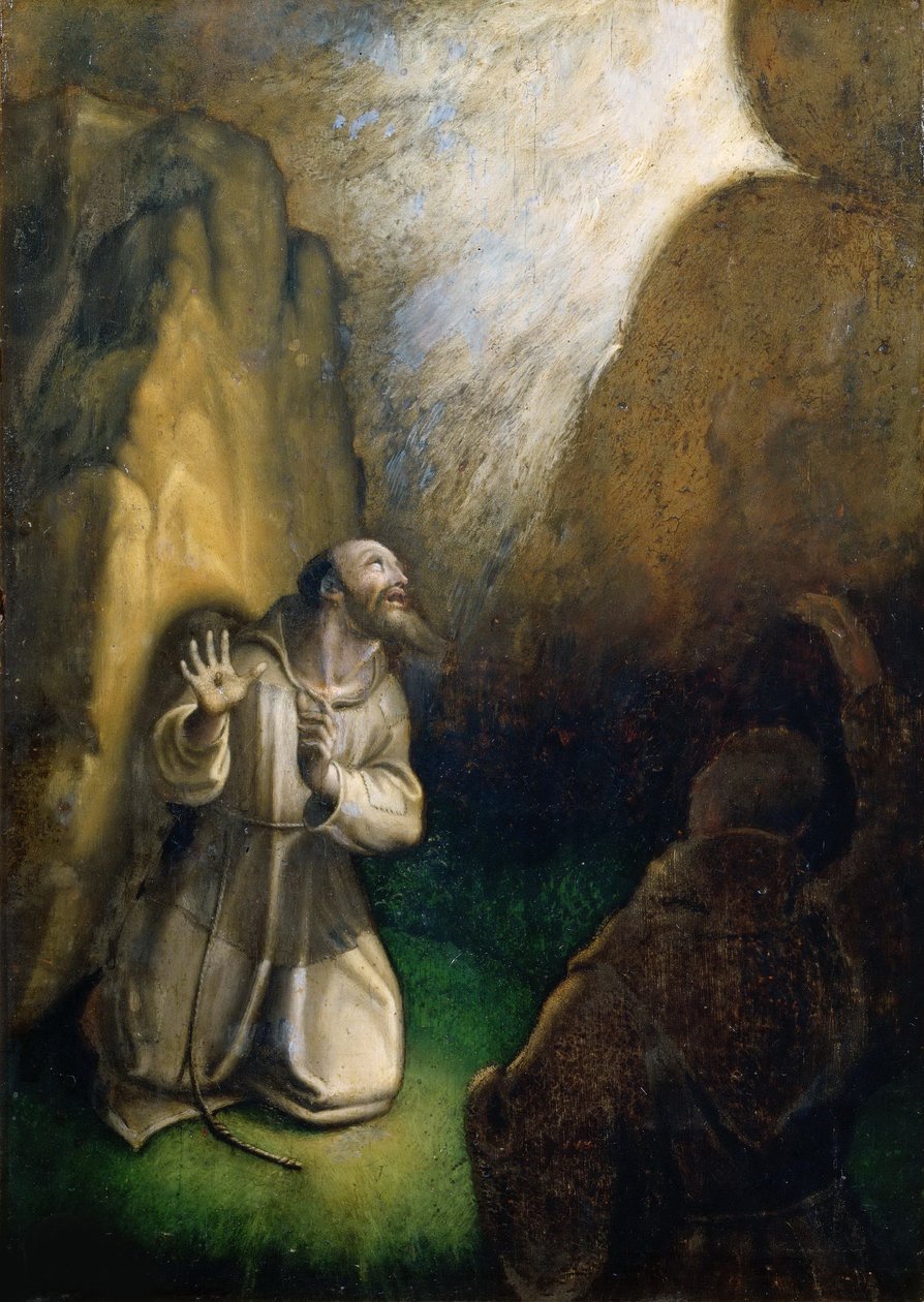 Saint Francis modtager Stigmata. af Girolamo Muziano