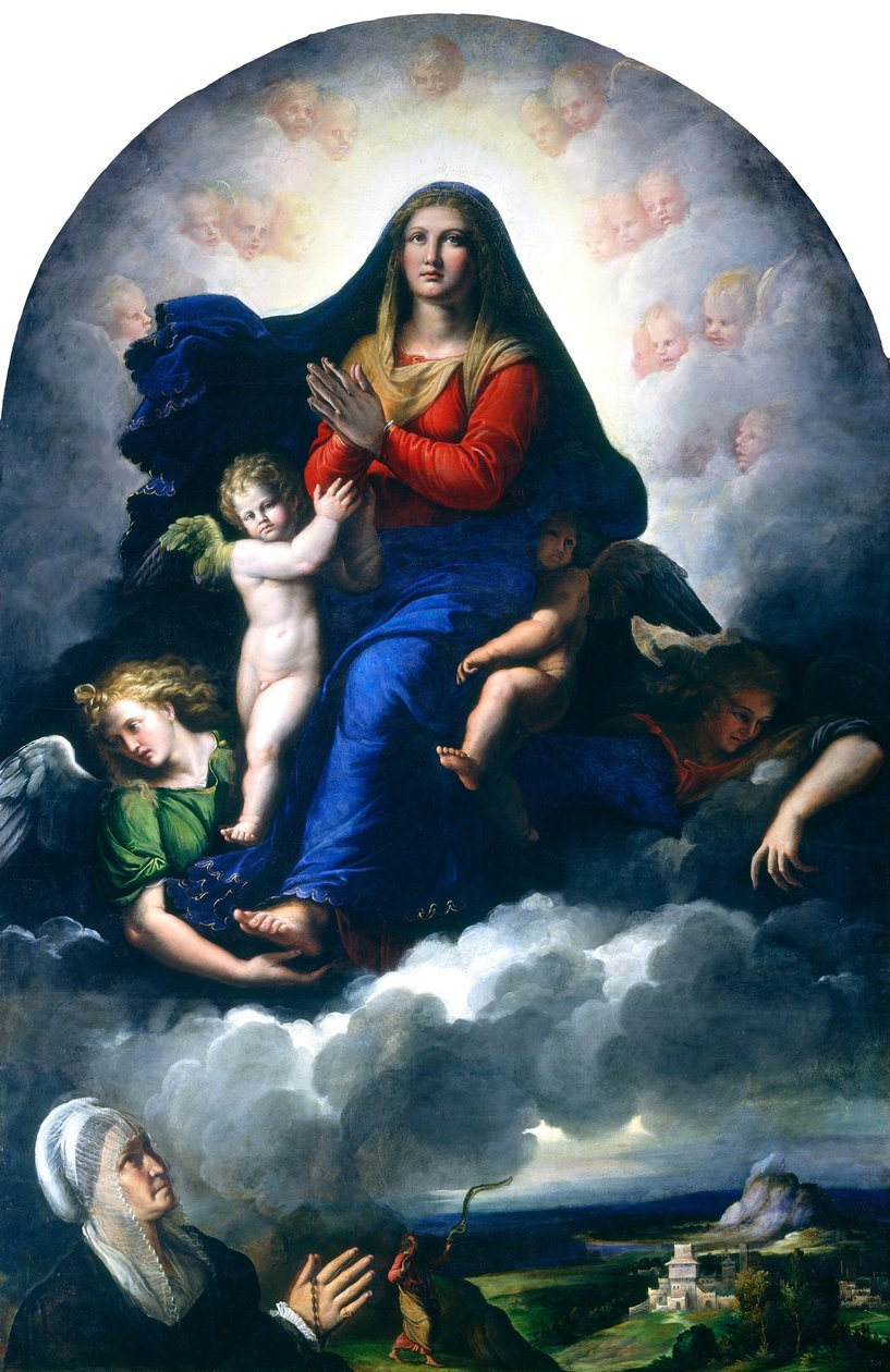 Jomfruens åbenbaring, 15301540. af Girolamo da Carpi