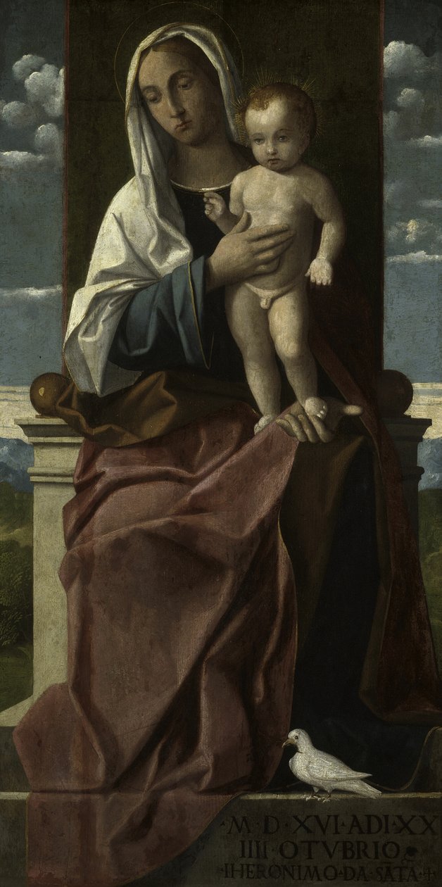 Jomfru og barn på tronen af Girolamo da Santacroce