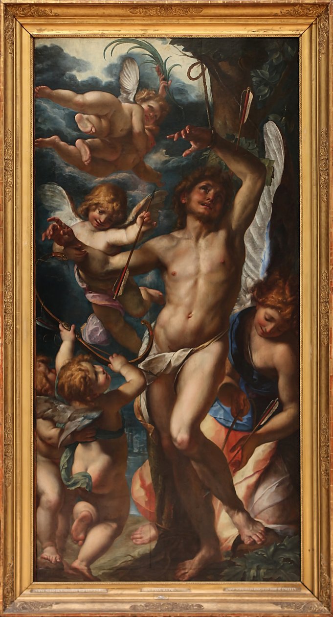 Sankt Sebastian reddet af englene af Giulio Cesare Procaccini
