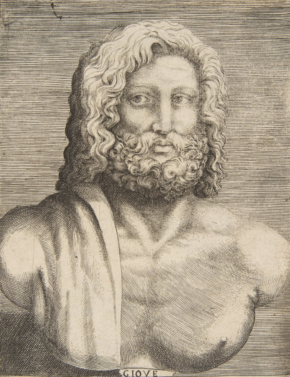 Buste af Jupiter, ca 1531-76. af Giulio Bonasone