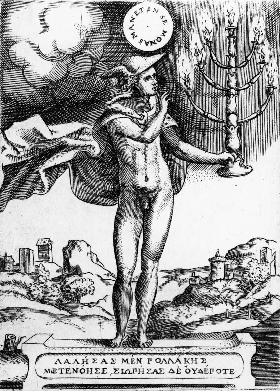 Hermes, 1555 (gravering) af Giulio Bonasone