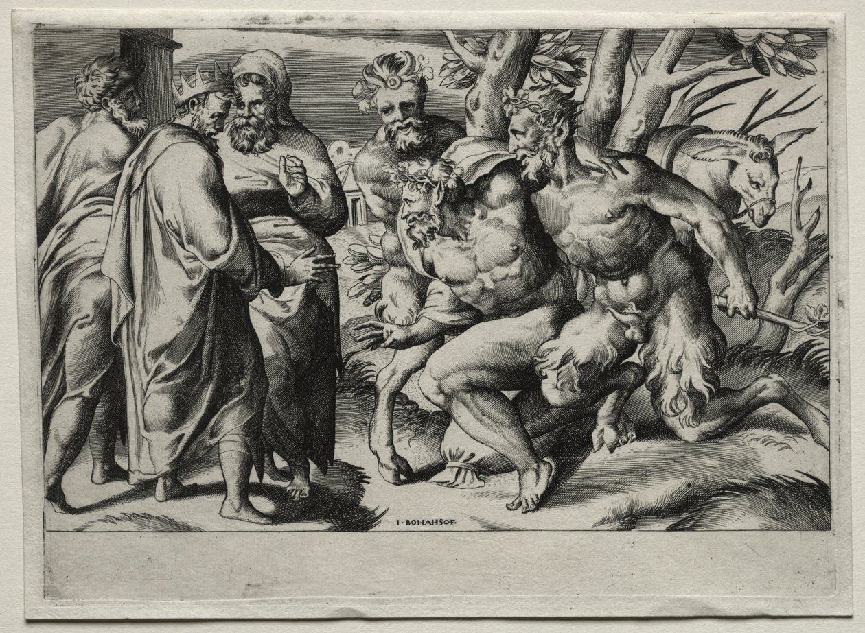 Silenus og Kong Midas af Giulio Bonasone