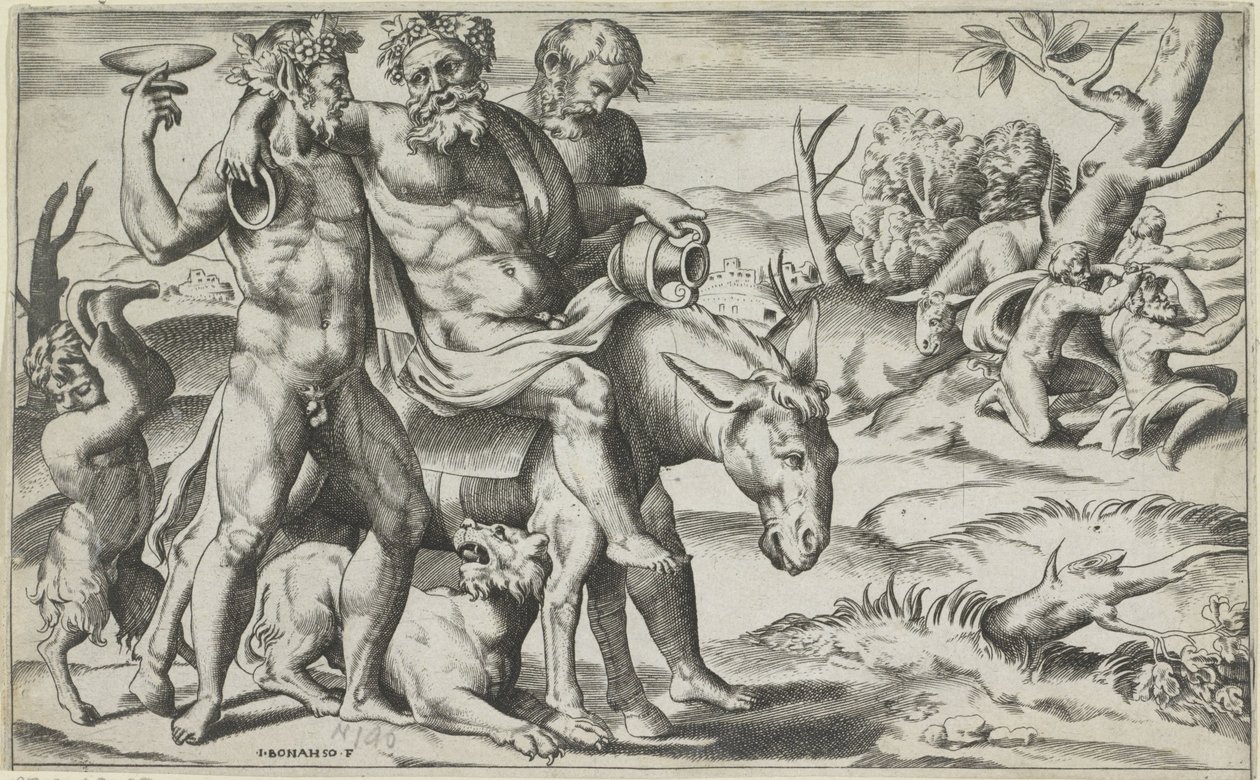 Silenus rider på et æsel af Giulio Bonasone