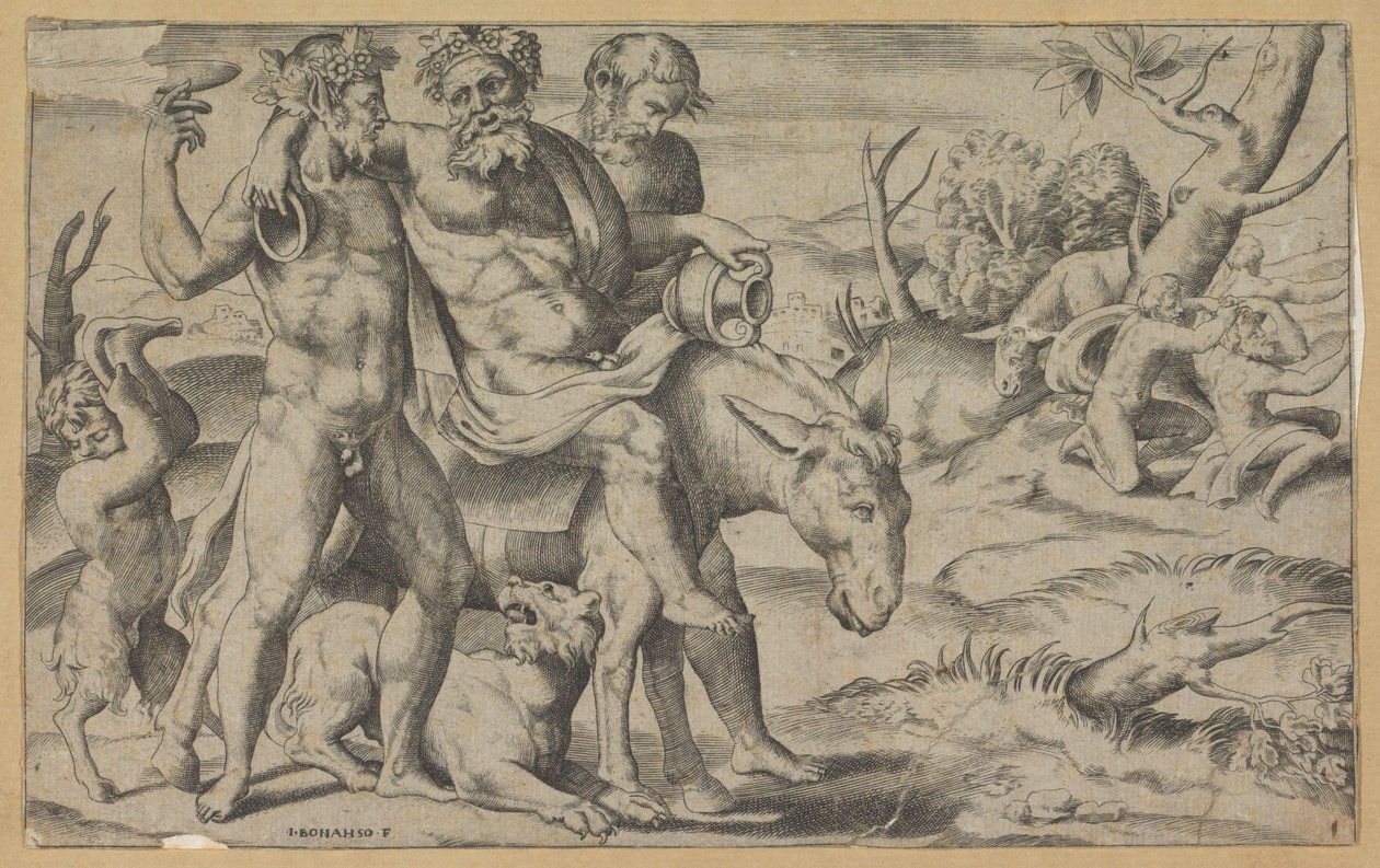 Silenus rider på et æsel af Giulio Bonasone