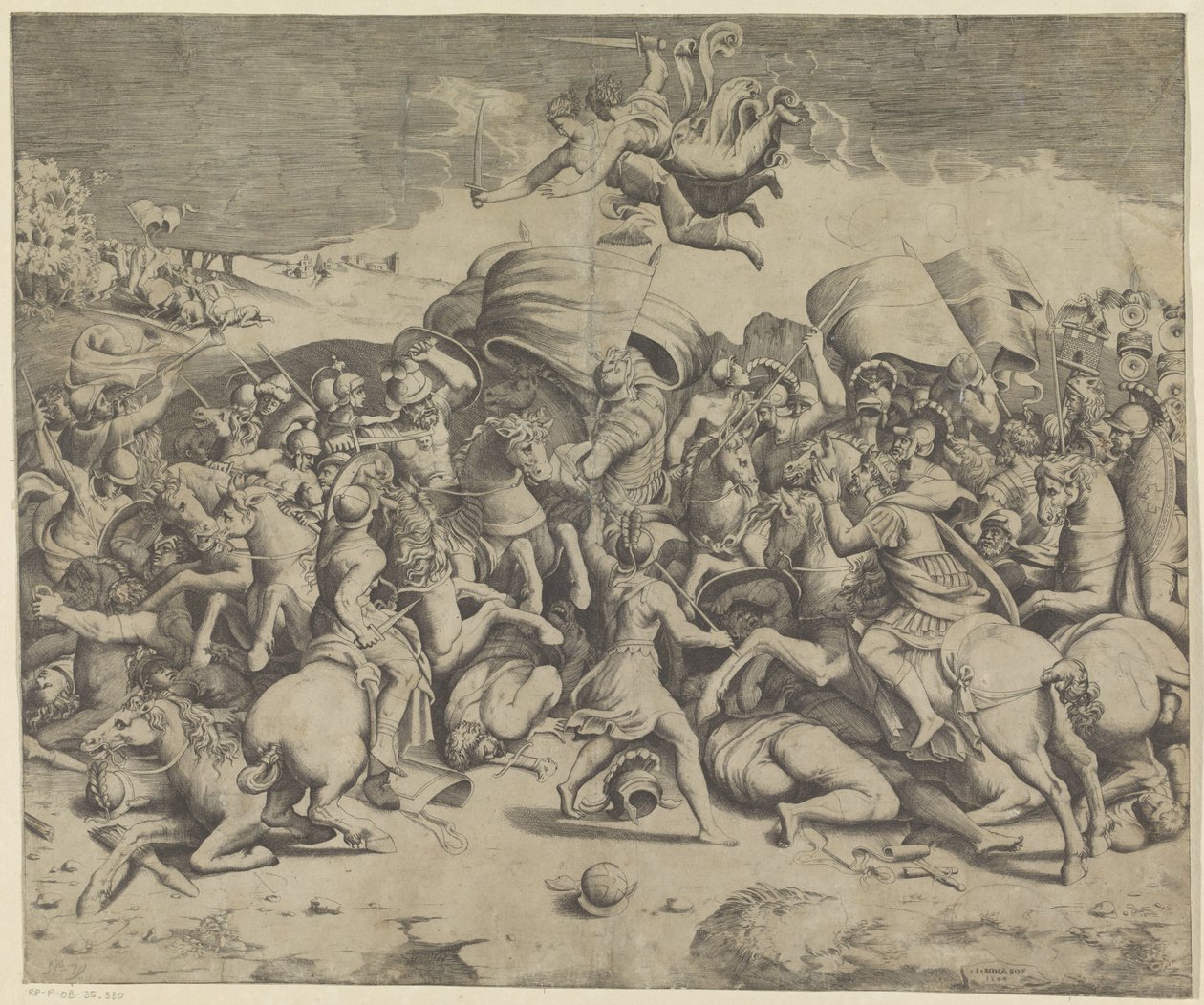 Slaget ved Milvian Bridge af Giulio Bonasone