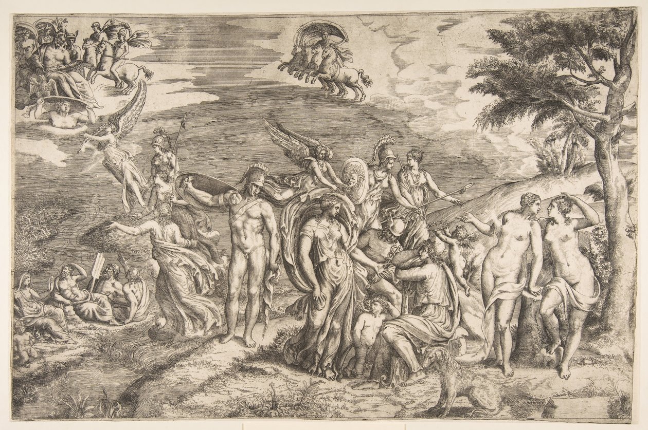 The Judgment of Paris, 1500-tallet. af Giulio Bonasone