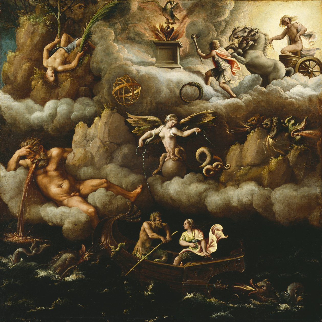 En allegori om udødelighed, ca. 1540 af Giulio Romano