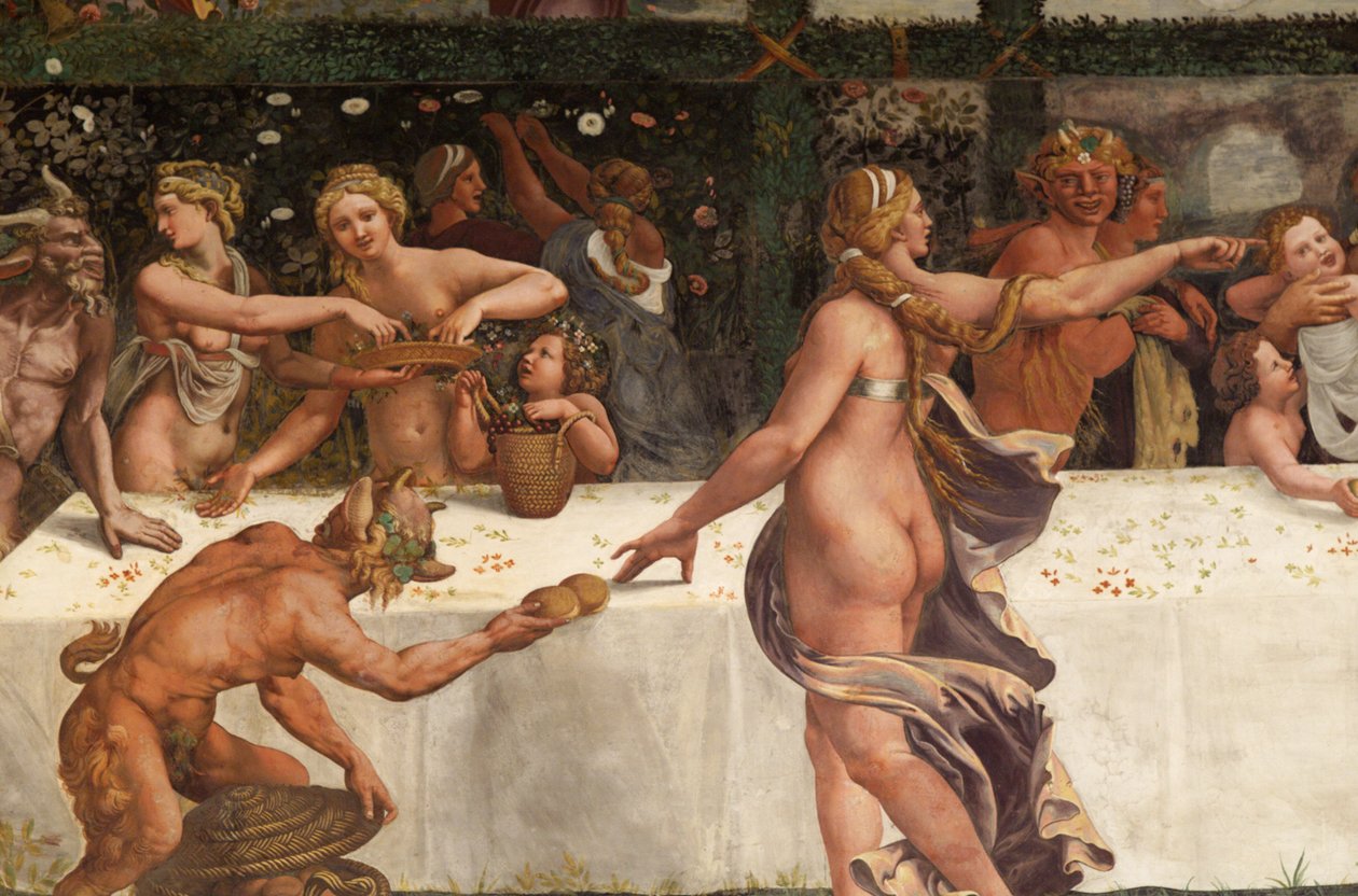 Bryllupsfest for Amor og Psyke, detaljer af Giulio Romano