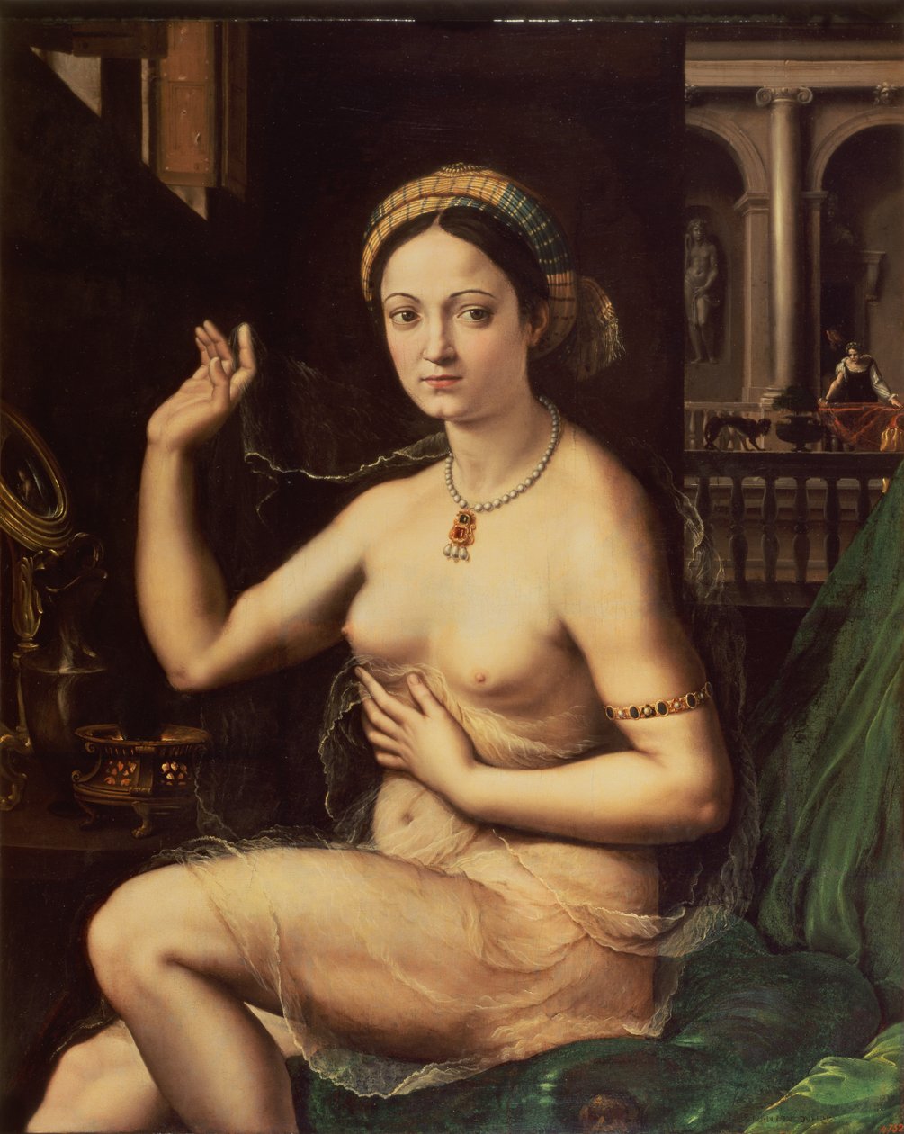 Kvinde med et spejl af Giulio Romano