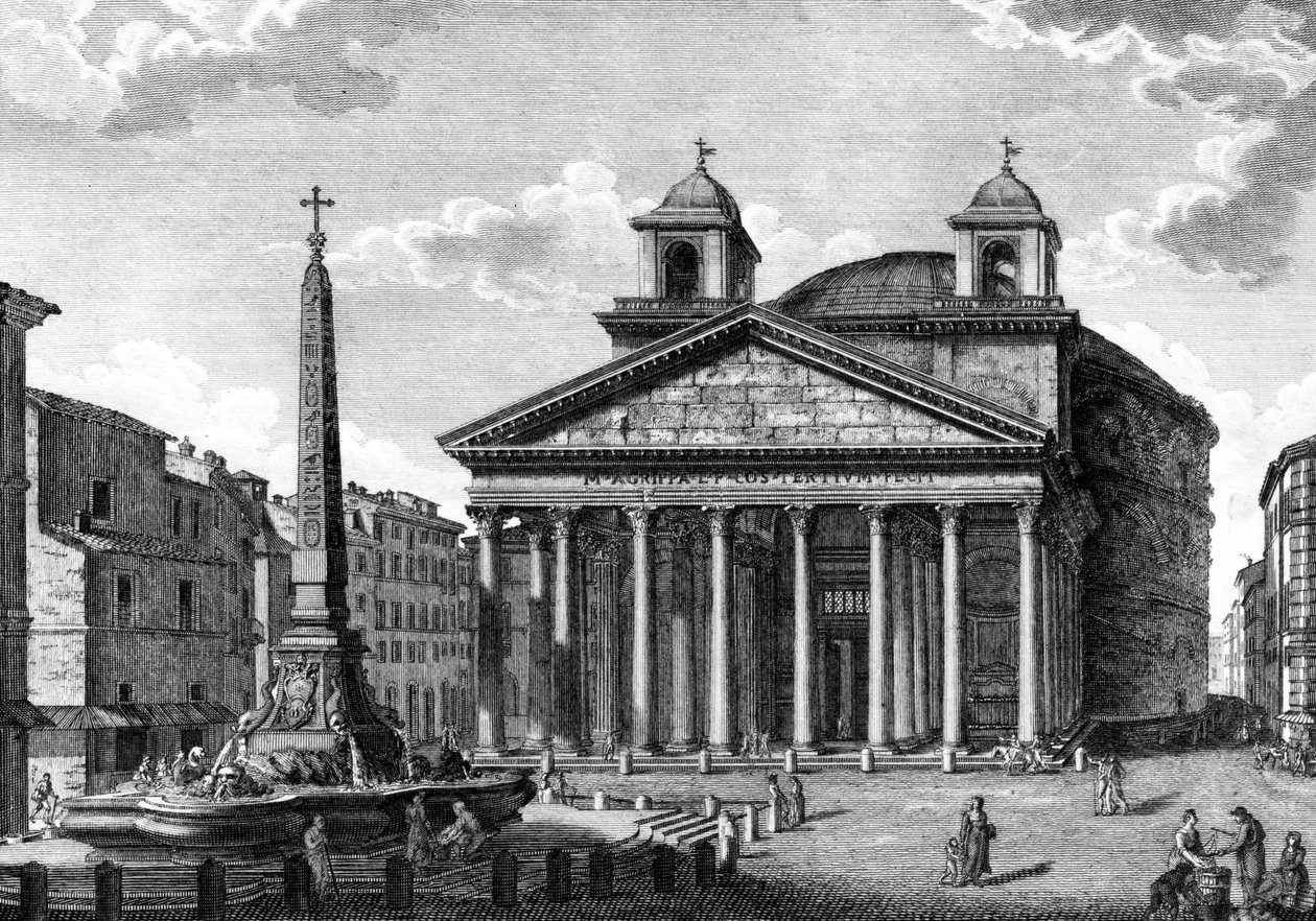 Udsigt over Pantheon, Rom, ca.1810 af Giuseppe Acquaroni