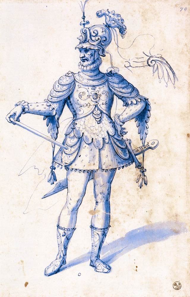 Kostumetegning til en ridder af Giuseppe Arcimboldo
