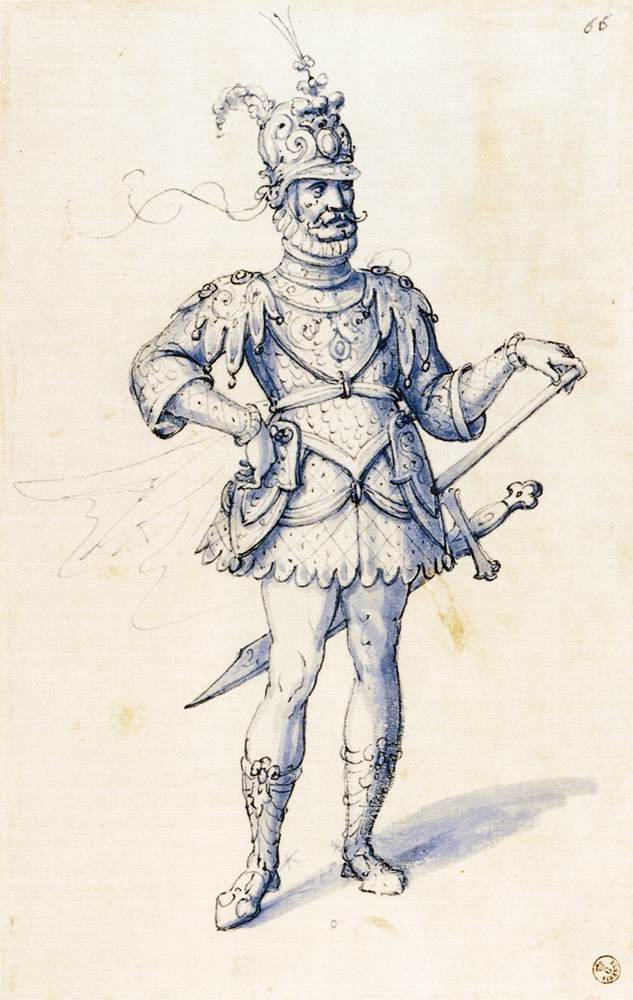 Kostumetegning til en ridder af Giuseppe Arcimboldo