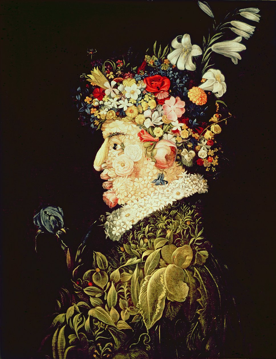 Fjeder (olie) af Giuseppe Arcimboldo