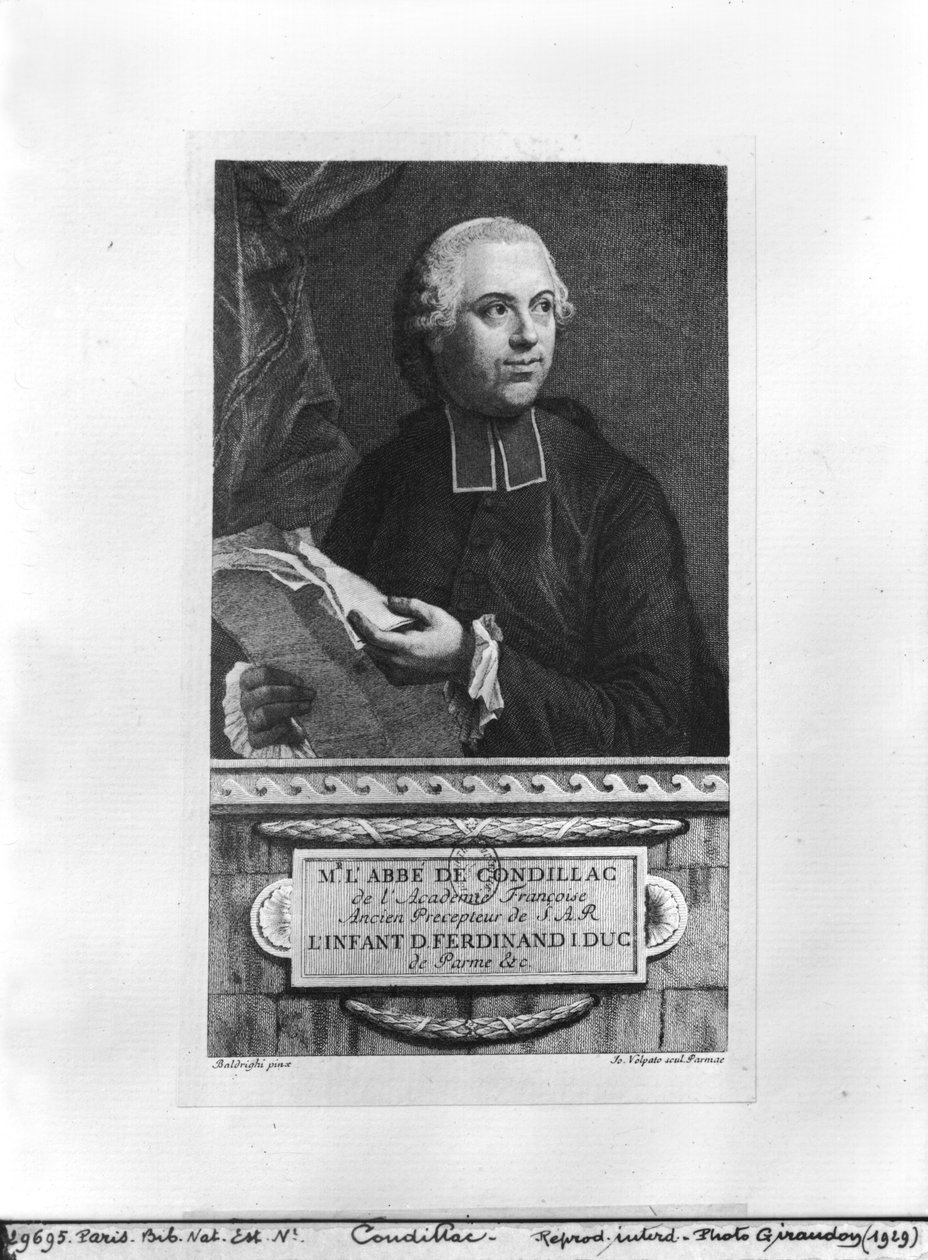 Etienne Bonnot de Condillac (1715-80) 2. halvdel af 1700-tallet, indgraveret af Giovanni Volpato (1733-1803) af Giuseppe Baldrighi
