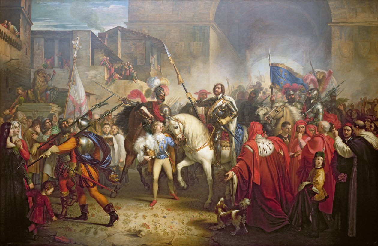 Charles VIIIs (1470-98) indtog i Firenze i 1494 af Giuseppe Bezzuoli