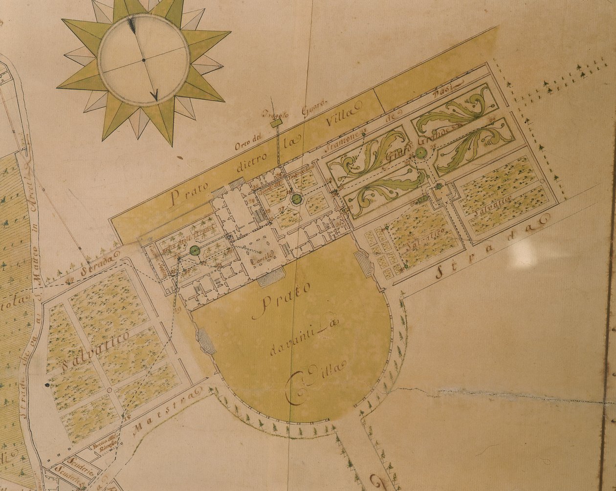 Plan over Villa del Poggio Imperiale af Giuseppe Ruggieri