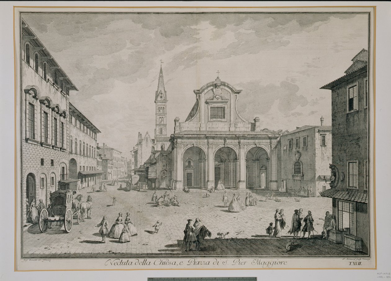 Udsigt over kirken San Pier Maggiore, Firenze af Giuseppe Zocchi
