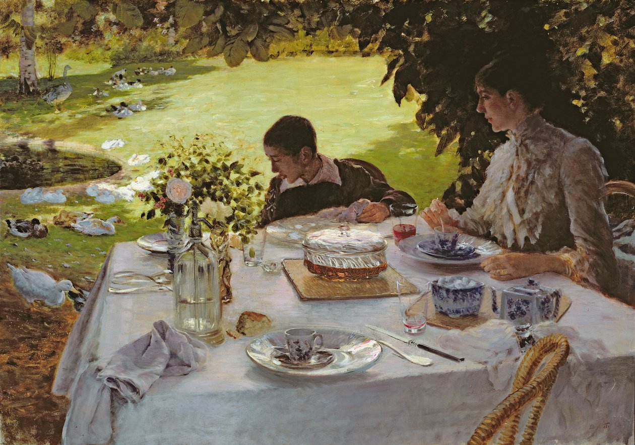 Morgenmad i haven, 1883 af Giuseppe de Nittis