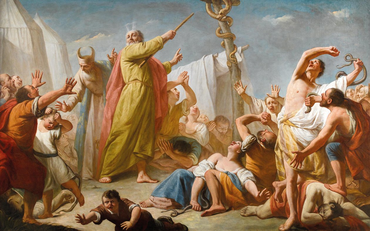 Moses and the Brazen Serpent, ca 1770. af Giuseppe Angeli