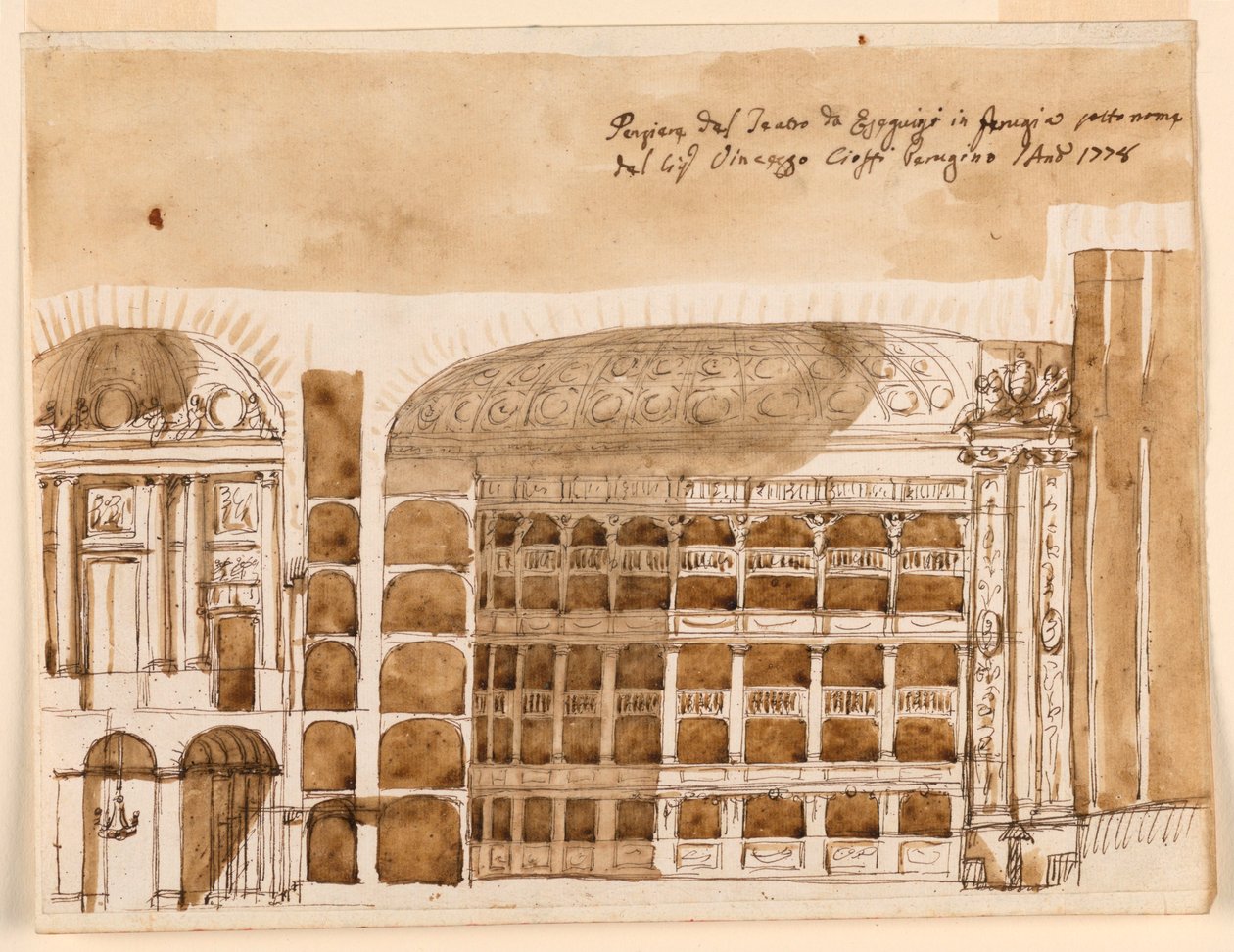 Sektion af et teater i Perugia af Giuseppe Barberi
