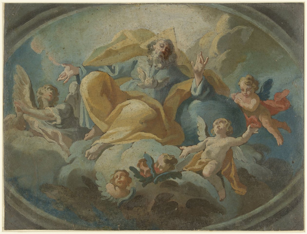 Gud med engle i skyerne af Giuseppe Baroni