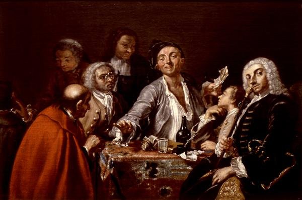 Meeting of Amateurs (olie på lærred) af Giuseppe Bonito