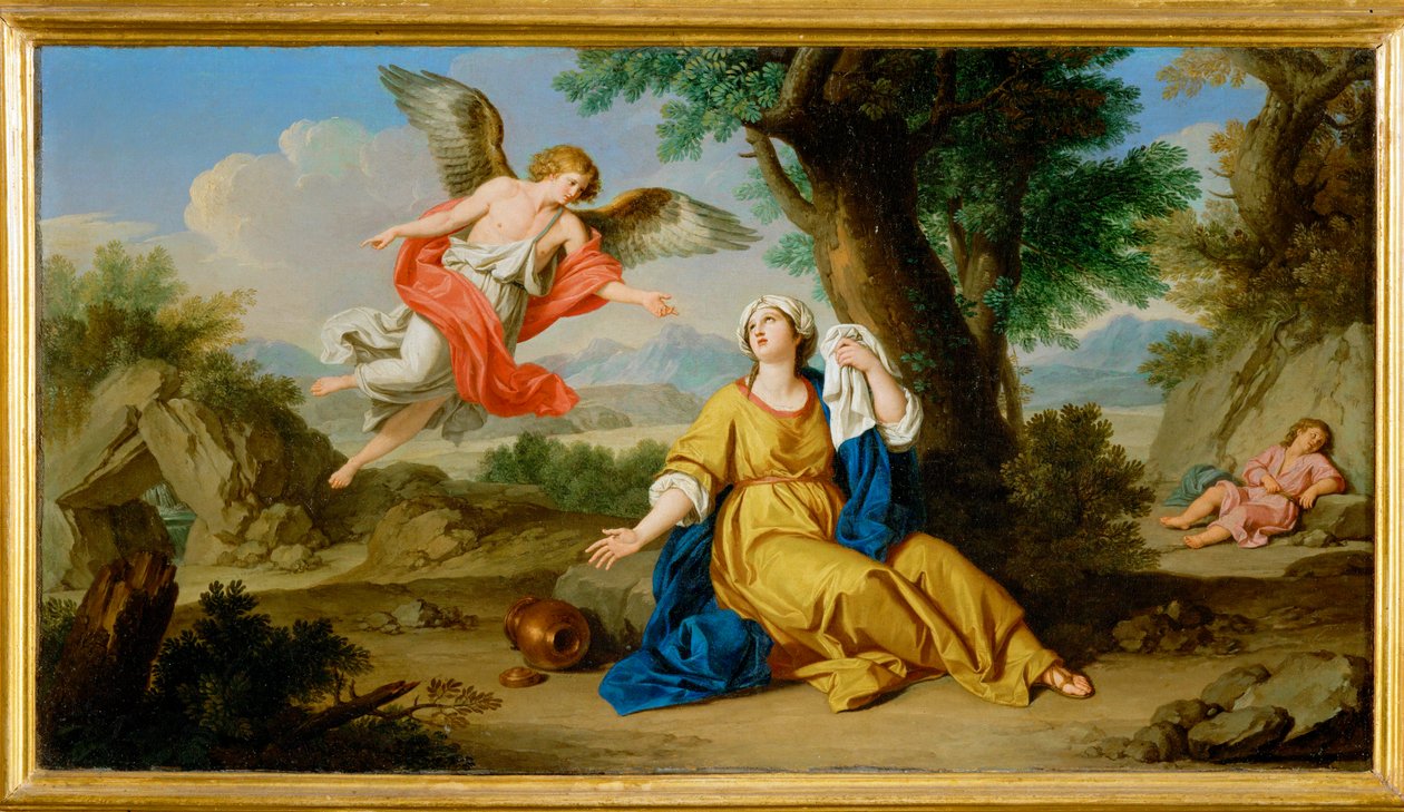 Hagar og englen (maleri på lærred) af Giuseppe Bottani