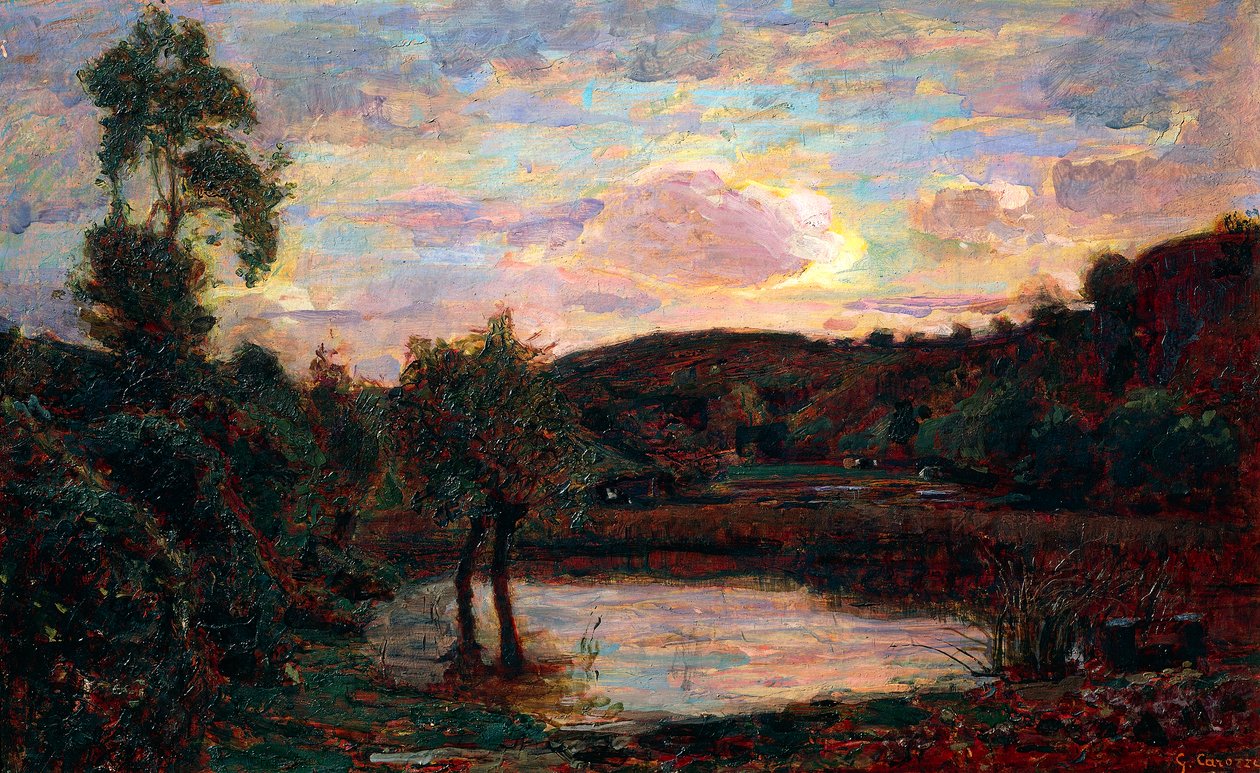Solnedgang i Engadin af Giuseppe Carozzi (1864-1938) af Giuseppe Carozzi