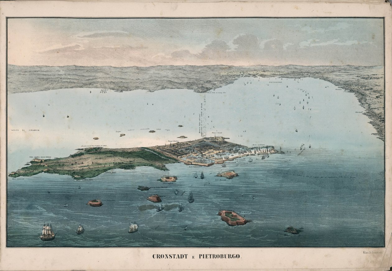 Panoramaudsigt over Kronstadt, 1853. af Giuseppe Civelli