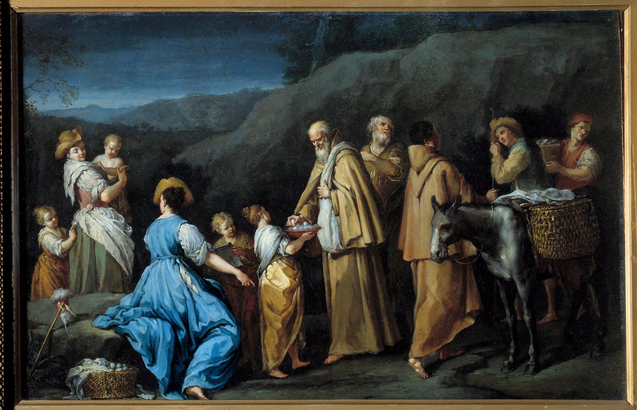Religious Queteurs Maleri af Giuseppe Gambarini (1680-1725) af Giuseppe Gambarini