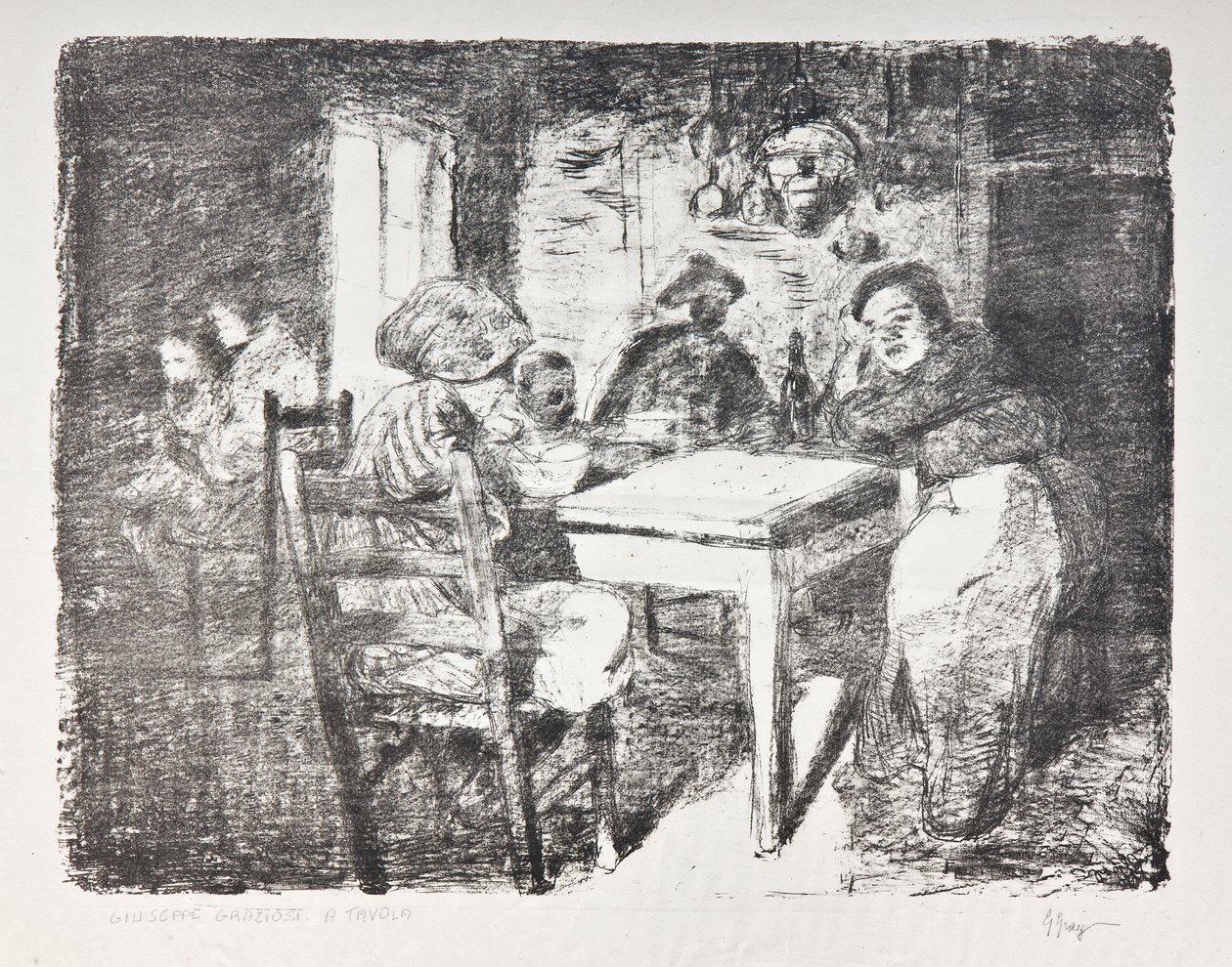 Ved bordet, ca. 1907 (litho) af Giuseppe Graziosi