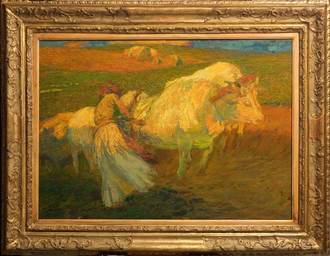 Pløjningen (olie på pap) af Giuseppe Graziosi