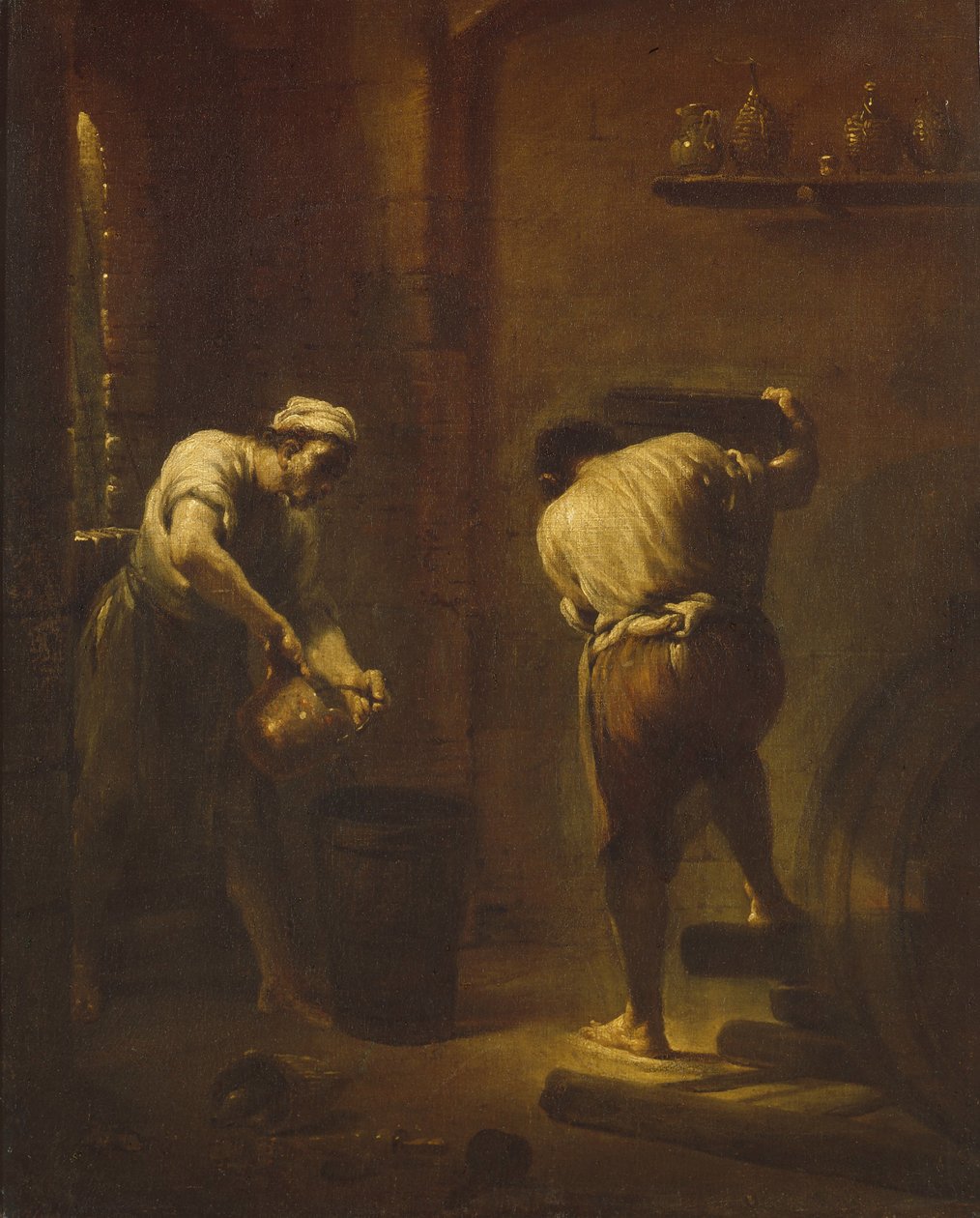 Scene i kælderen, ca 1710-1715. af Giuseppe Maria Crespi