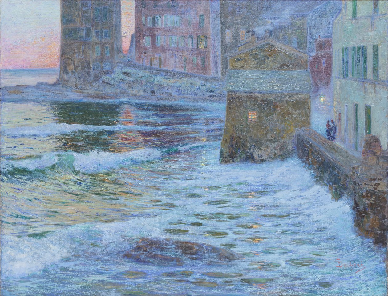 Aften i Bogliasco (olie på lærred) af Giuseppe Sacheri